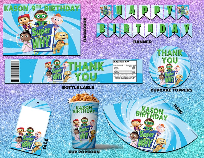 Super Why Party Kit Printable Super Why Party Super Why Etsy