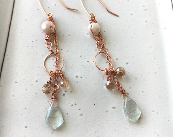 Kite Shaped Beads Petite and Pretty Bronze Earrings Rose Gold Gingko Shaped Beads Perfect Birthday Gift