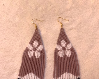 Beaded flower fringe earrings