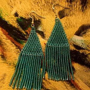 Transparent emerald green beaded earrings
