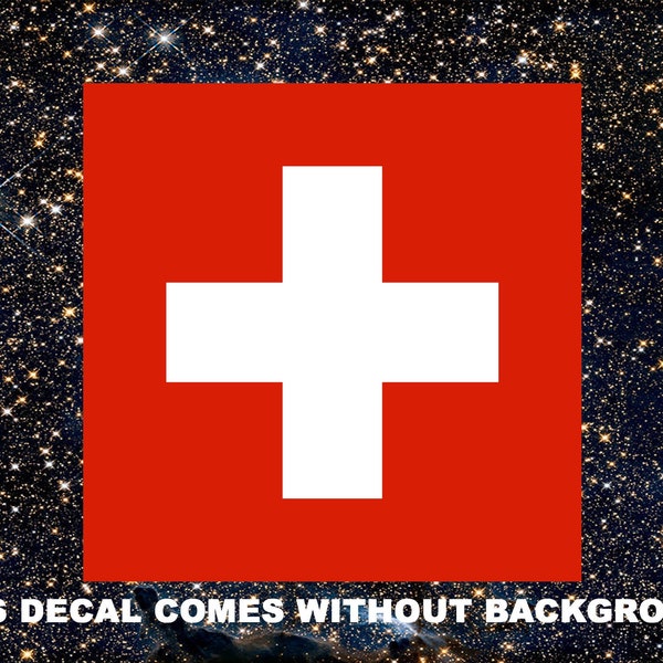 Switzerland Flag, Swiss Decor, Bumper Stickers, Car Window, Desktops, Laptops, Phones, Vinyl Decal