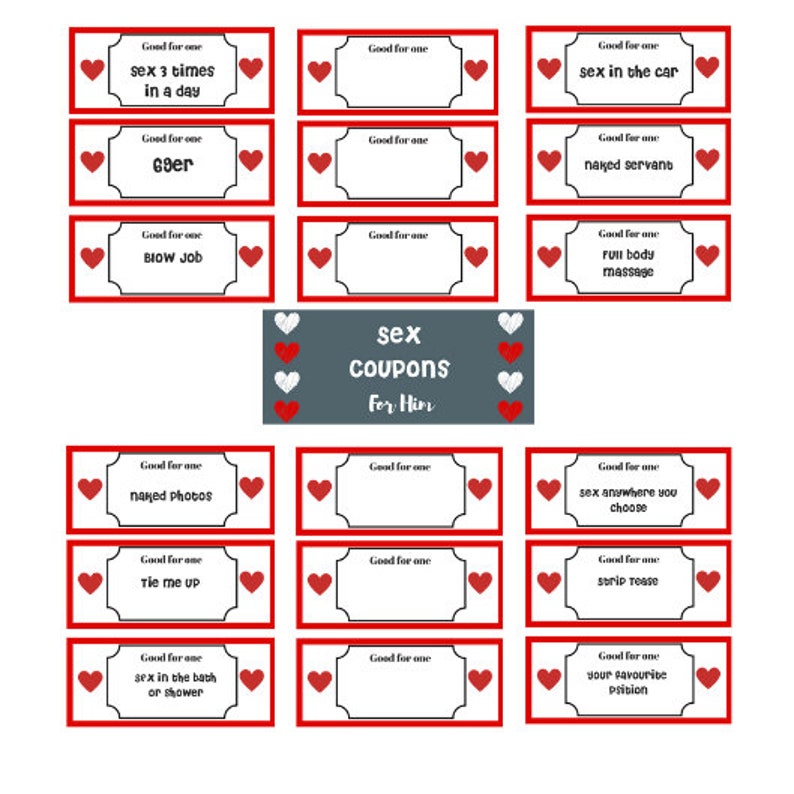 Sex Coupons For Him Valentines Naughty Coupons Naughty Gift Valentines Birthday Anniversary