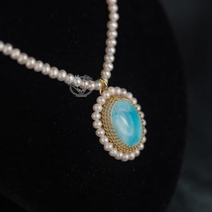 Larimar Halskette spirituelles Geschenk für sie- 14K Gold Filled Schmuck - Wire Wrapped Halskette-Heilkristallhalskette