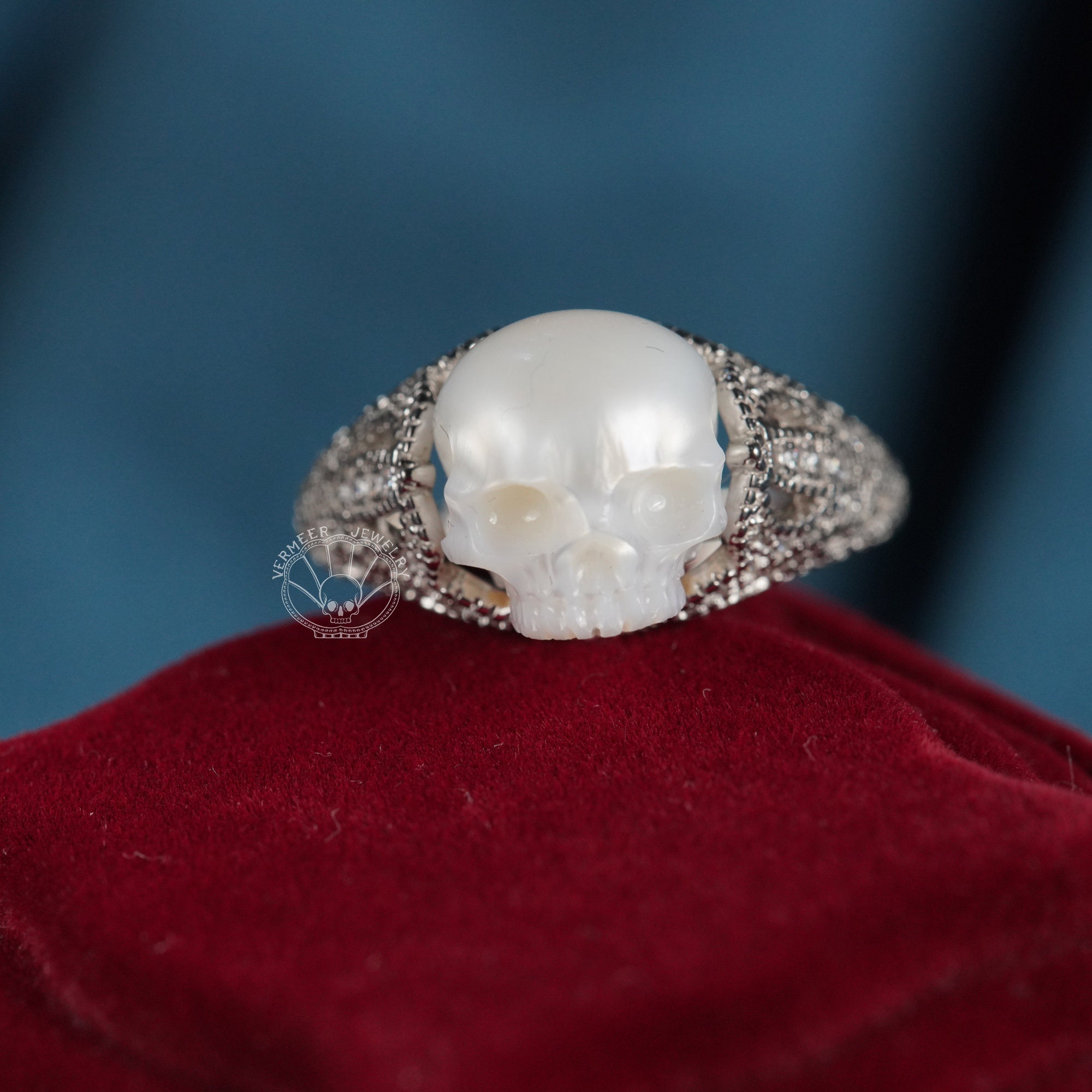 Gothic Pearl Rings Pearl Skull Ring: Sterling Silver Gothic Memento Mori Jewelry - Etsy