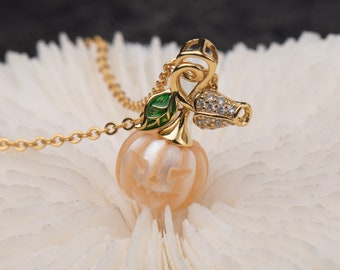 Pumpkin pearl necklace, Halloween pearl Earrings Jack O Lantern, Autumn Jewelry, Fall Jewelry, handmade jewelry,halloween gift