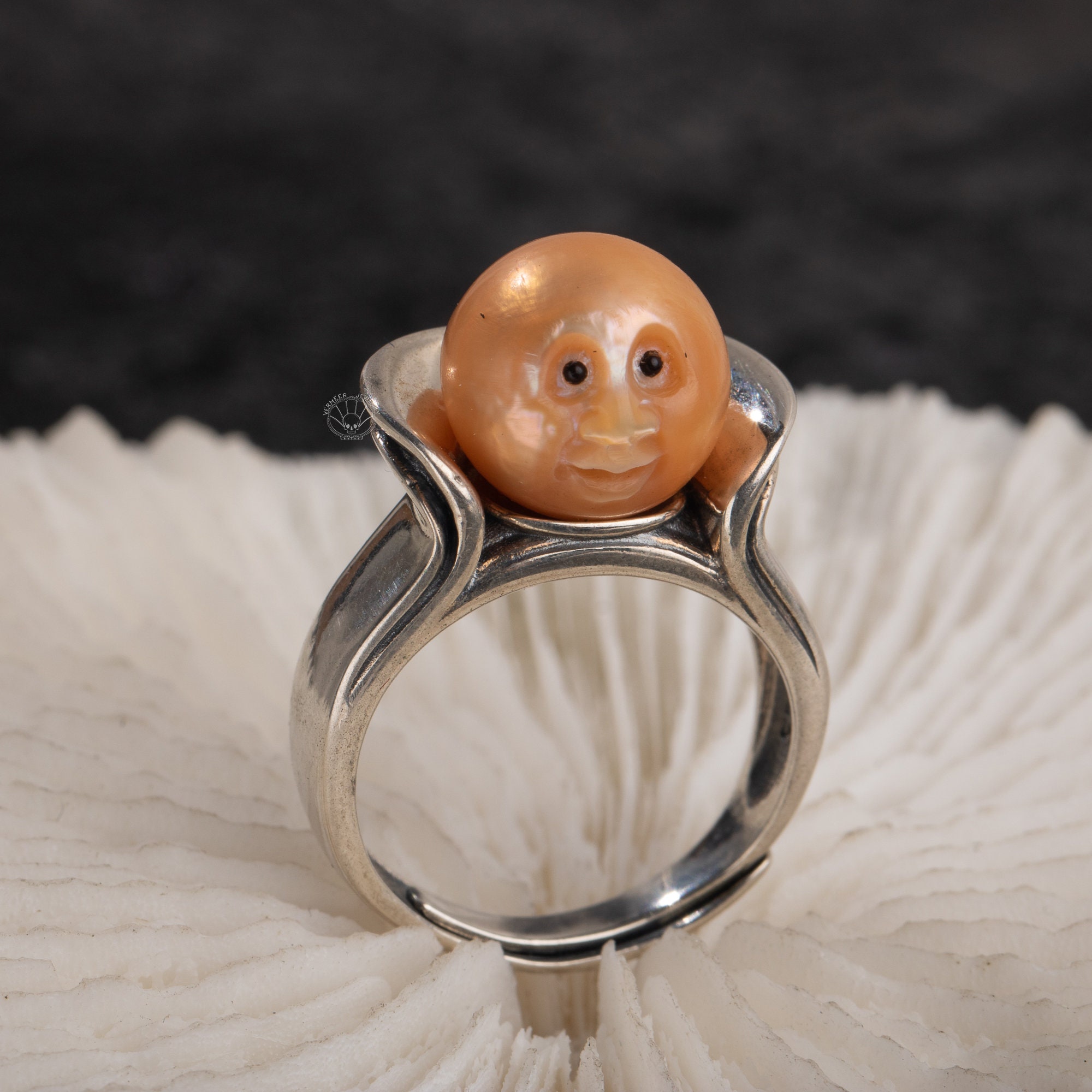 Bague En Argent Sterling Avec Perle Teintée - Taille 10, Style Fashion Avec Accents - Occasion