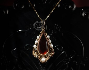 wire wrapped garnet pendant 14k gold filled multi gem  freshwater pearl necklace gorgeous handmade gift for woman