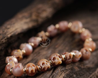 skull carved pearl bracelet  full of skull pearl each looks different Memento Mori Mourning Jewelry