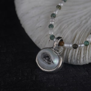 The Eye of Providence pearl carved necklace(or the all-seeing eye of God) Sterling silver 925 freshwater pearl necklace for lover