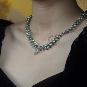 wedding necklace skull carved pearl necklace gothic freshwater Pearl skull jewelry for Bridal gift for lover Memento Mori Mourning Jewelry