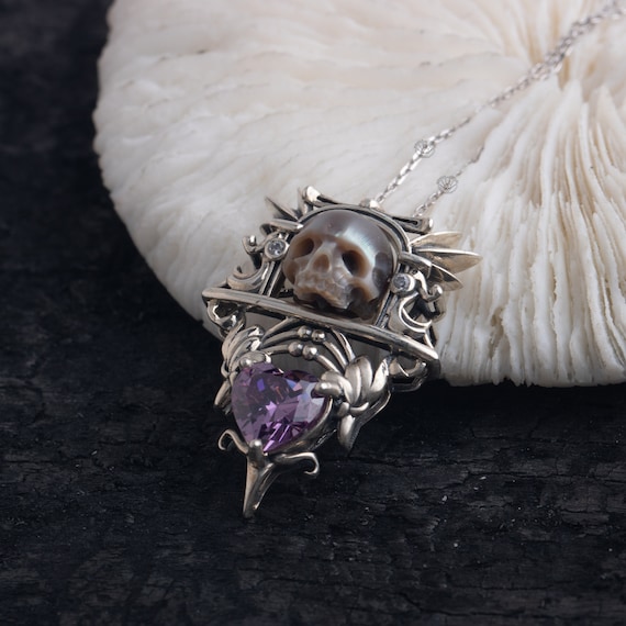 Buy Skull Pearl Gothic Jewelry Halloween Necklace Gift for Her