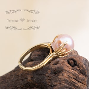 skull pearl ring ''be a thinker''freshwater pearl handcarved skull ring proposal ring 925 silver gothic statement ring wedding claddagh ring image 7