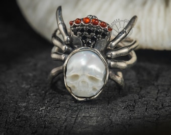 skull ring Spider silver ring 925 Sterling Silver Men & Women Matching Promise Rings Her Him couple ring gift for her gothic ring