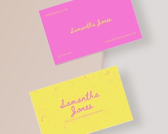 Pink Business Card Template QR Code, Instant Download, Printable Business Card Template, DIY Calling Card, Editable Card, Canva Template