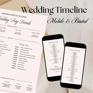 Mobile Wedding Day Timeline Template, Editable Wedding Timeline, Reception Timeline Wedding Weekend Timeline, Bridal Party Timeline Wedding