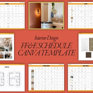 FF&E Schedule Template for Interior Designers | Furniture, Fixtures Finishes Organizer with Mood Board Included
