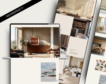 Squarespace Template for Creative Agency, Virtual Assistant Website, Beige Squarespace 7.1 Template, Premium Squarespace Website