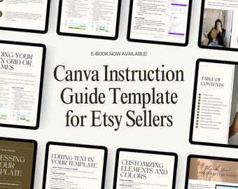 Etsy Seller Account, Canva E-book Template, Etsy Sellers, Canva Workbook Template, Digital Marketing Seller Guide Template, Canva Ebook