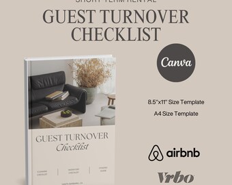 Airbnb Cleaning Checklist Short Term Rental Guest Turnover Checklist Welcome Book Template Vacation Rental Welcome Book Airbnb Welcome