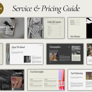 Services & Pricing Guide Client Brochure Template: Portfolio, Case studies, Process Packages guide, Canva template Landscape Presentation