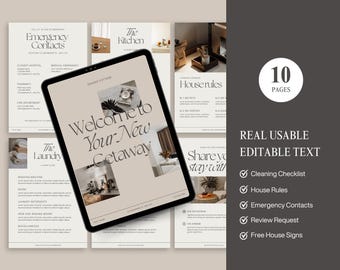 Airbnb Welcome Book Template | Modern Beach House | Airbnb House Guide Canva | Airbnb Guidebook | VRBO Guest Book | Beach Vacation Rental