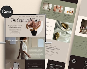 Minimal Virtual Assistant Canva Website Template, Beige Aesthetic Business Website for Entrepreneurs, Coaches, VAs, One Page Website