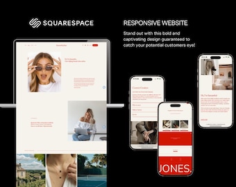 Squarespace Template for Coach, Online Coach, Healer, Therapist Website, Red Squarespace 7.1 Template, Squarespace Website Coach, Courses