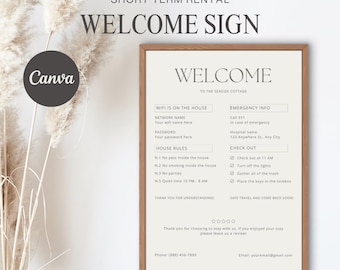 Welcome Sign for Airbnb Hosts, Vacation Rental Printable, Guest Arrival Poster, Template for VRBO, Things to Know, Beach House Rules, Wifi