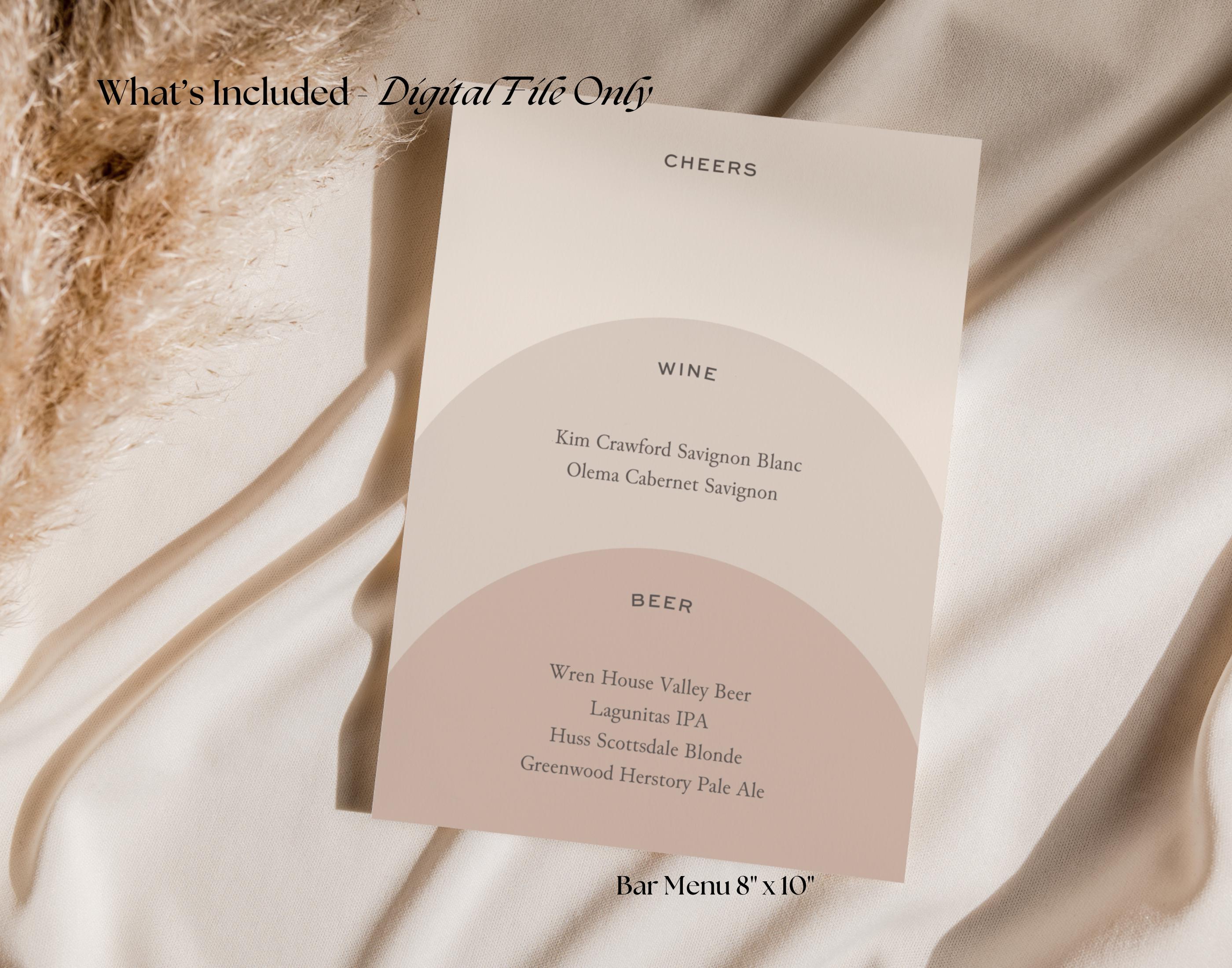 Arch Minimal Bar Menu Template, Neutral Gradient Menu Editable in Canva ...