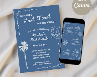Margs and Matrimony Bachelorette Itinerary Template, Girls Gone Mild, Beach Bachelorette Party, Coastal Bridal Shower, Camp Bachelorette