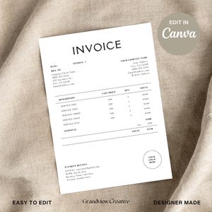 Invoice Template - Minimalist Business Invoice, Small Business Template, Modern Boho Client Invoice, Editable Template, Services Invoice I06