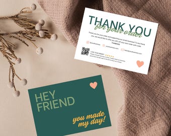 Retro Girly Business Thank You Card Editable Canva, Modern Printable Thanks For Your Purchase Card, Small Business Package Insert Card
