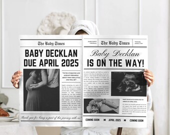 Baby Newspaper Announcement Template, Pregnancy Announcement Newspaper Baby Coming Soon Newspaper Pregnancy Announcement Gender Reveal Ideas