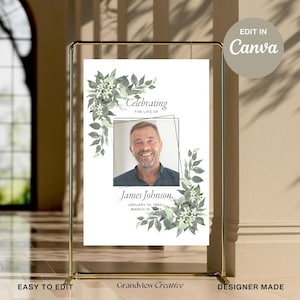 Funeral Memorial Sign, Celebration of Life, In Loving Memory Sign, Funeral Welcome Sign, Memorial Sign, Editable Template Printable Sign