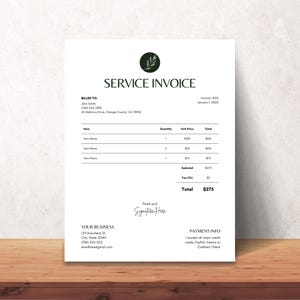 Invoice Template - Minimalist Business Invoice, Small Business Template, Modern Boho Client Invoice, Editable Template, Services Invoice I02