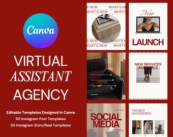 Bold Red Instagram Templates for Business Owners, Brand Designer Template, Coach Instagram Template, Social Media Marketing Agency Templates