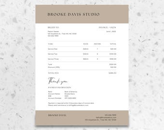 Minimalist Canva Editable Invoice Template, Small Business Esthetician Custom Order Form Printable, Modern Invoice, Instant Digital Download