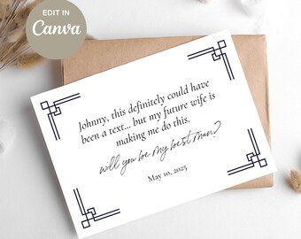 Groomsmen Proposal Card Template, Groomsman Proposal Card, Best Man Proposal Card Template, Groomsman Proposal Card, Best Man Card Proposal