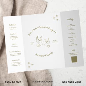 Minimalistische Gatefold-Hochzeitseinladungsvorlage, Foto-Hochzeitseinladung, Canva-Vorlage, Sofort-Download bearbeitbare Invite-Canva-Vorlage