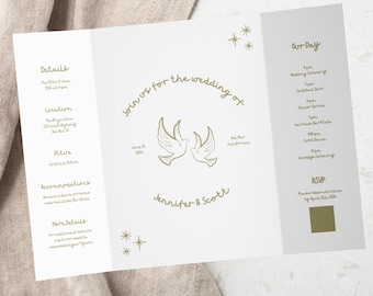 Minimalist Gatefold Wedding Invitation Template, Photo Wedding Invitation, Canva Template, Instant Download Editable Invite Canva Template
