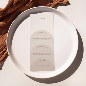 Modern Gradient Restaurant Menu Template, Minimal Arch Canva Dinner Party Menu Printable, Rehearsal Dinner Menu Template