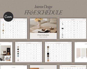 Paquete de diseño de interiores / Guía de inversión / Propuesta de proyecto / Guía de bienvenida / Presentación para clientes de diseño de interiores / FF&E / Paquete de despedida