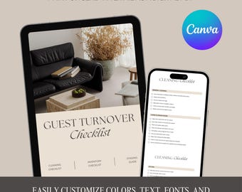 Airbnb Guest Turnover Binder Template, Checklist Template, Cleaning Checklist, Inventory, Staging, VRBO Cleaning, Vacation Rental STR
