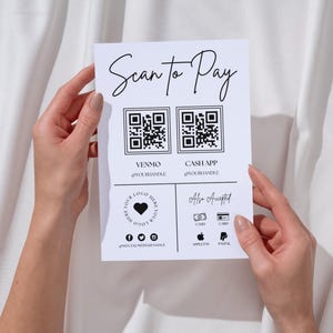 Retro Scan to Pay Schild & Preisliste Vorlage, QR-Code-Zeichen, druckbares Zahlungsschild, Zeichen für akzeptierte Zahlungen, Preisblatt, Preisführer