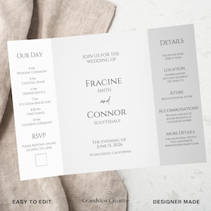 Minimalist Gatefold Wedding Invitation Template, Photo Wedding Invitation, Canva Template, Instant Download Editable Invite Canva Template