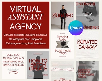 Red Instagram Templates for Business Coaches, Brand Strategist Template, Coach Instagram Template, Social Media Marketing Agency Templates