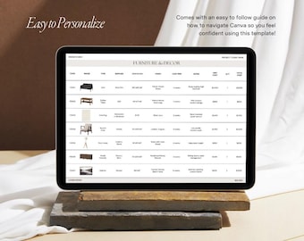 FF & E Stundenplan Canva Template, Möbel, Einrichtungs- und Oberflächen-Zeitplan Innenarchitektur, Beleuchtungszeitplan, Hardware-Zeitplan