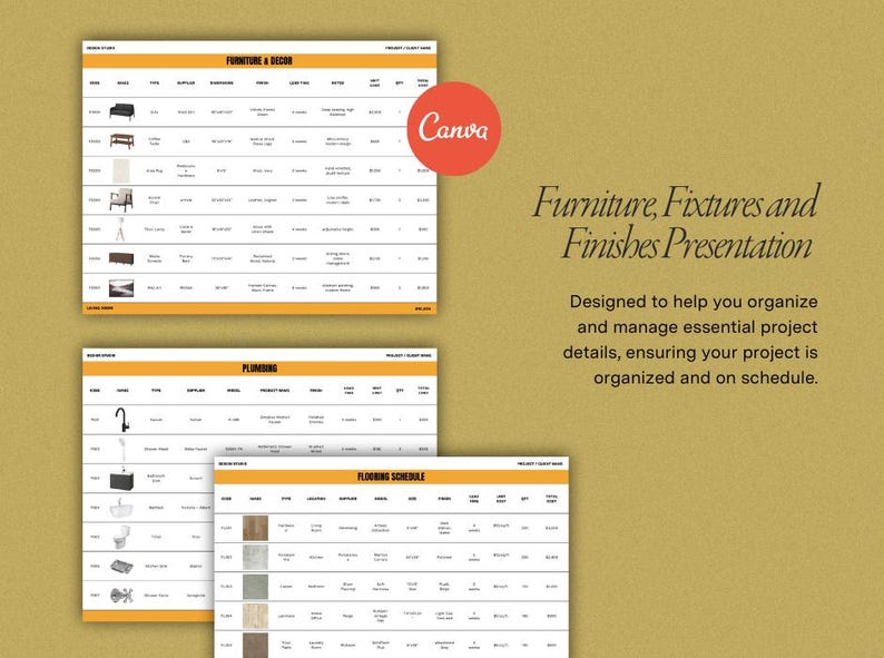FF&E Schedule Template for Interior Designers | Furniture, Fixtures ...