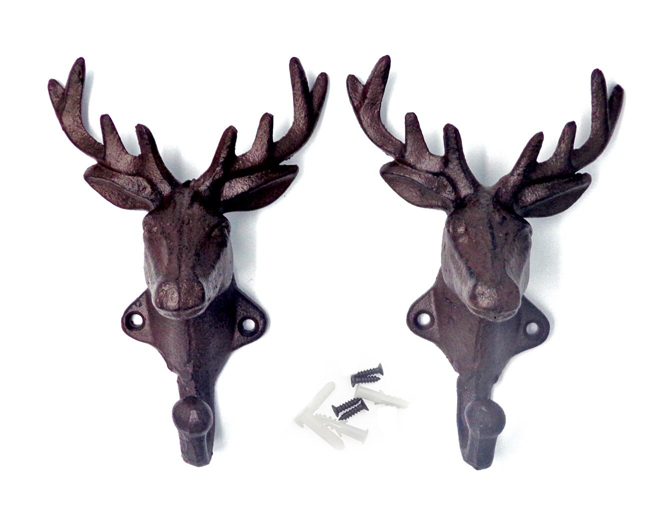 2pcs Deer Head Wall Hooks Cast Iron Decorative Rustic Single Etsy
