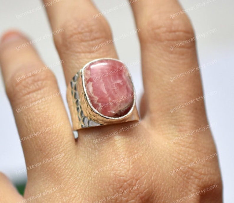 Ready To Ship Ring Rhodochrosite 8.75 US Silver Ring Christmas Sale ring Handmade Ring Statement Ring Birthstone Ring Vintage